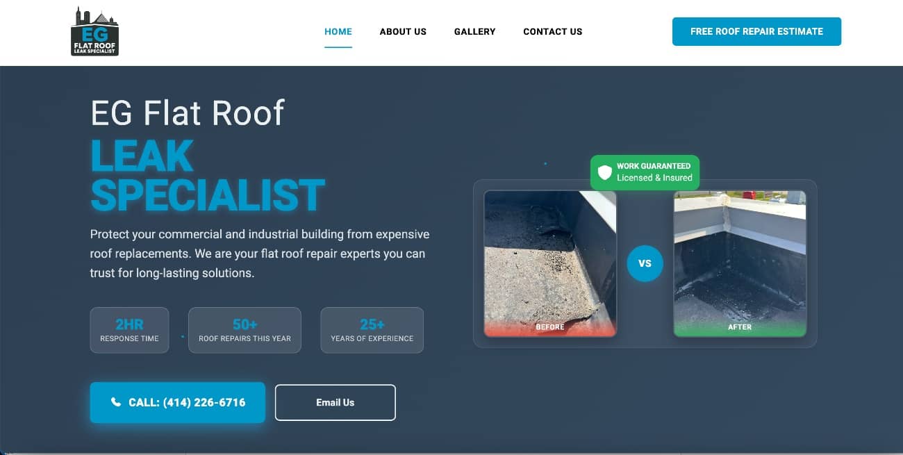 EG Flat Roof Specialist website